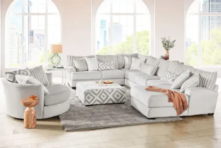 Chloe Silver 4-Piece Sectional with Right Arm Facing Chaise