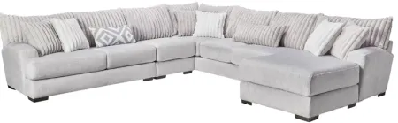 Chloe Silver 4-Piece Sectional with Right Arm Facing Chaise