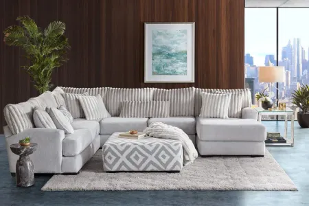Chloe Silver 3-Piece Sectional with Right Arm Facing Chaise