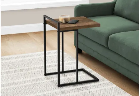 Brown Reclaimed Wood Black Metal Accent Table