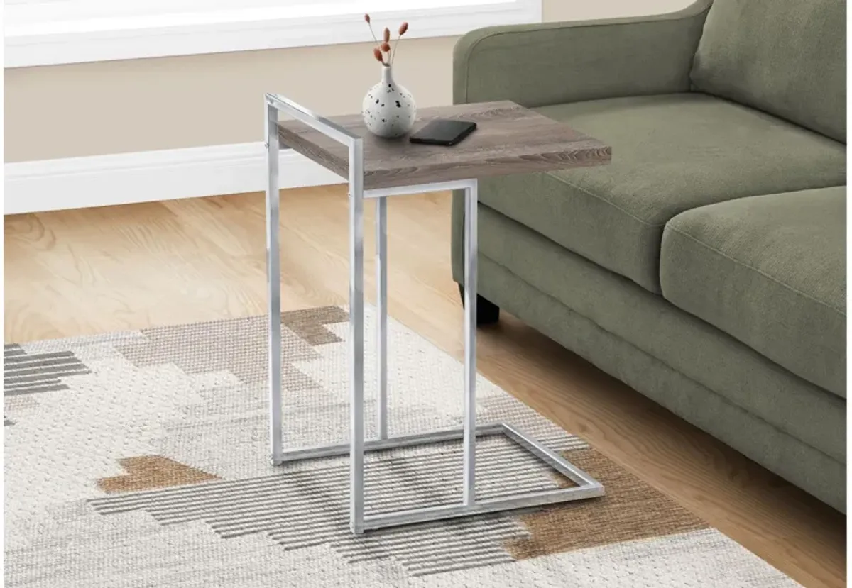 Dark Taupe Chrome Metal Accent Table