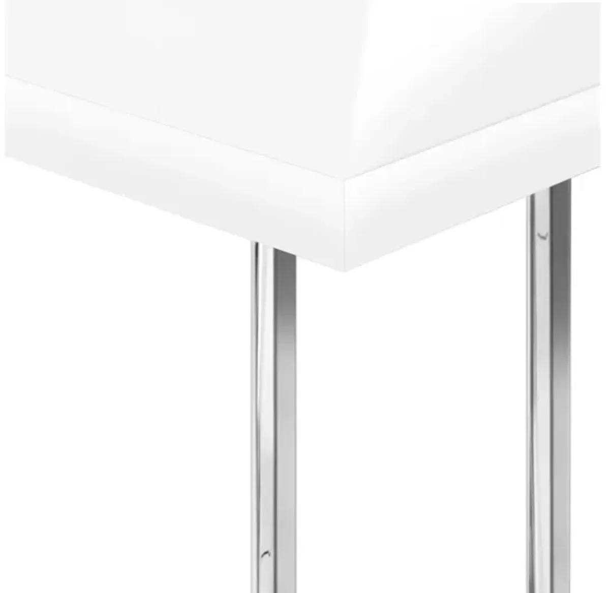 Glossy White Chrome Metal Accent Table