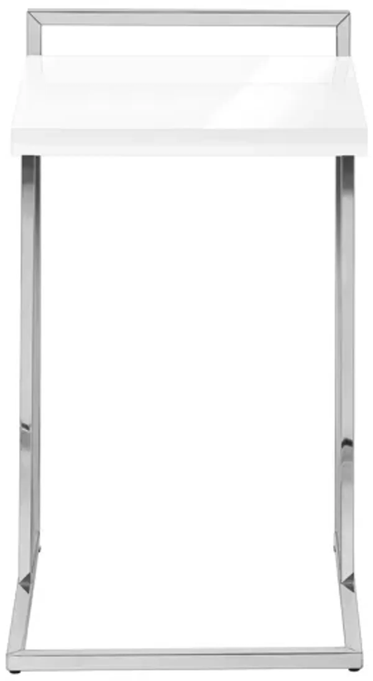 Glossy White Chrome Metal Accent Table