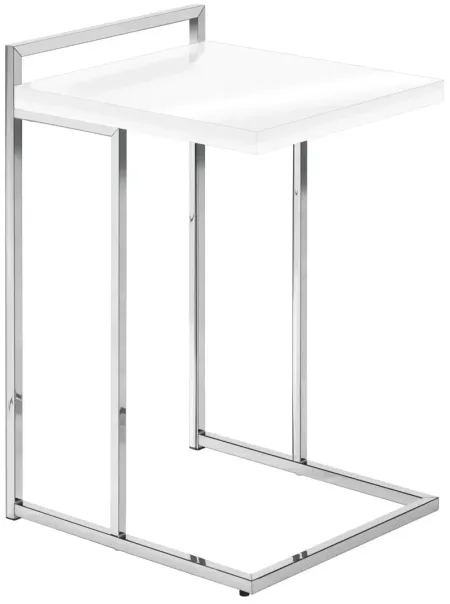 Glossy White Chrome Metal Accent Table