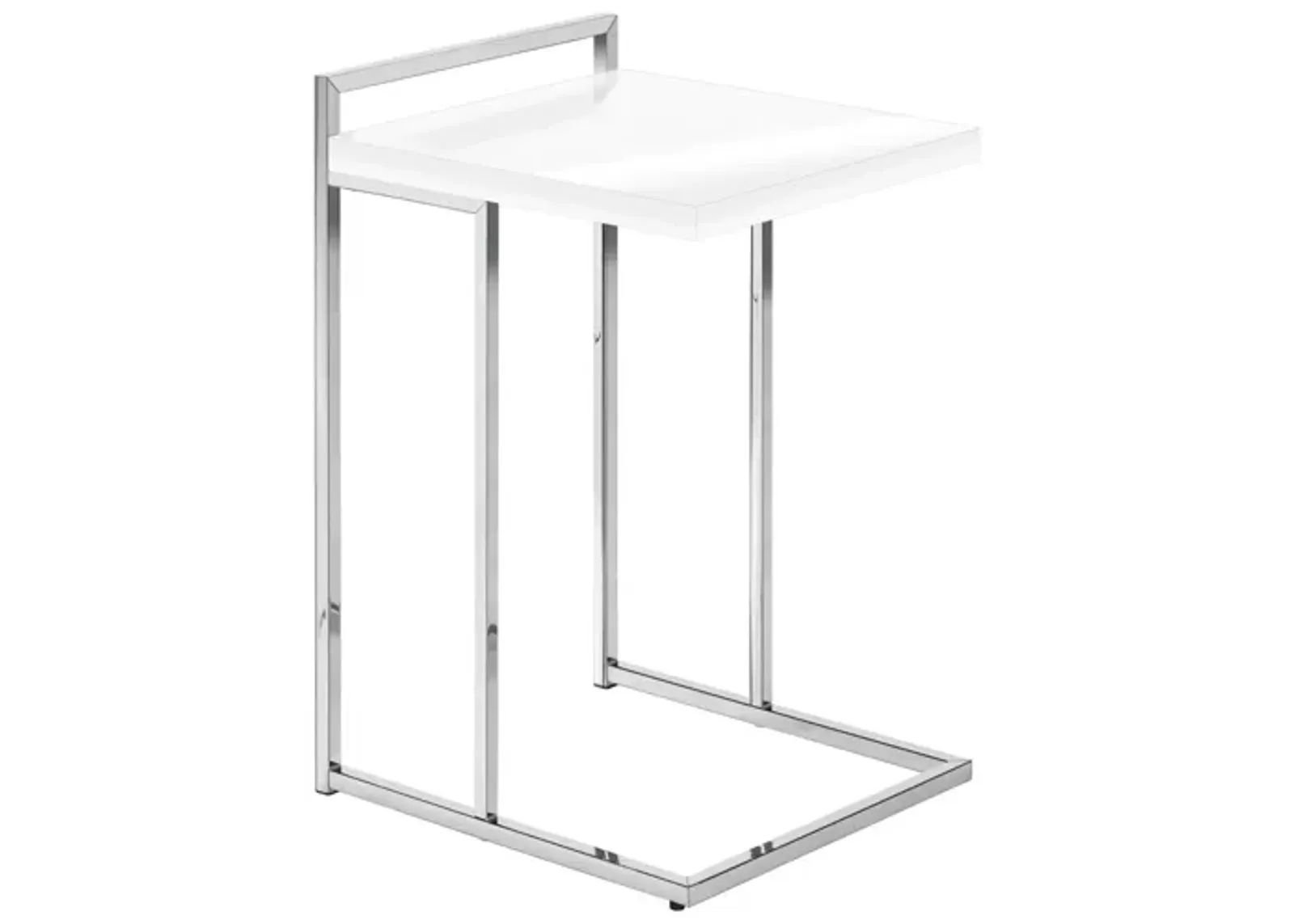 Glossy White Chrome Metal Accent Table