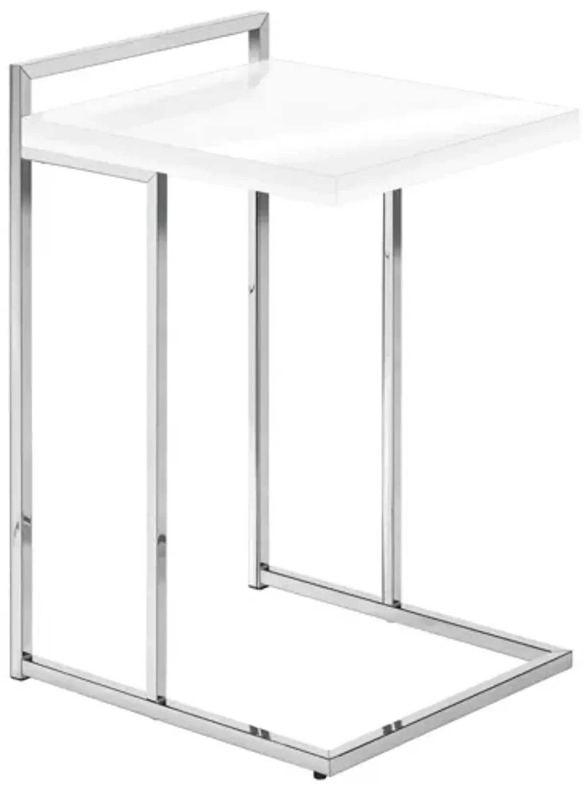 Glossy White Chrome Metal Accent Table