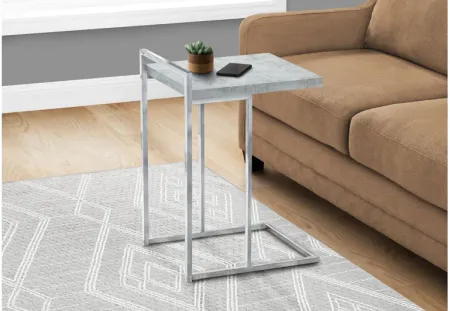 Grey Cement & Chrome Metal Accent Table