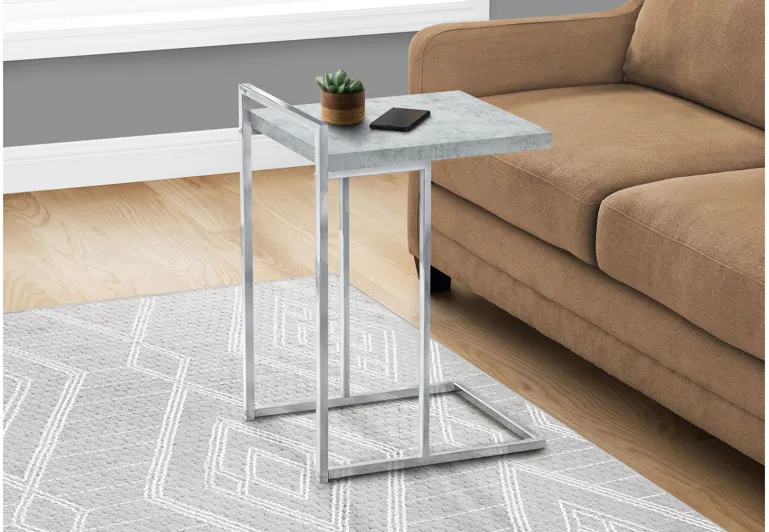 Grey Cement & Chrome Metal Accent Table