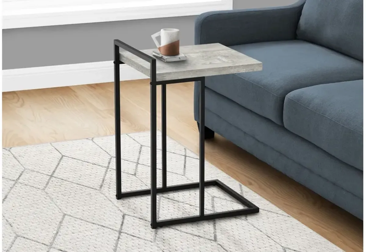 Grey Reclaimed Wood & Black Metal Accent Table