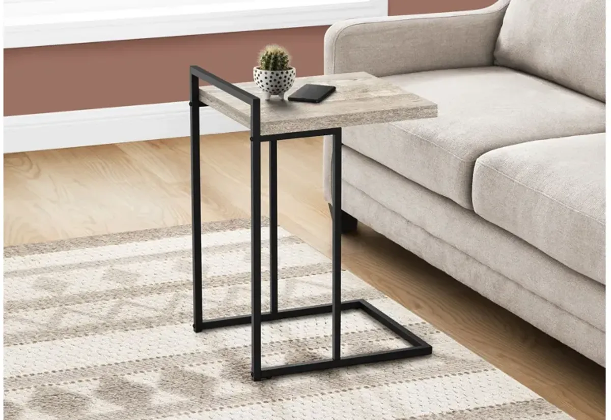 Taupe Reclaimed Wood Black Metal Accent Table