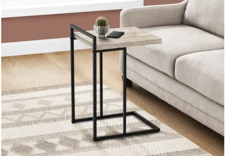 Taupe Reclaimed Wood Black Metal Accent Table