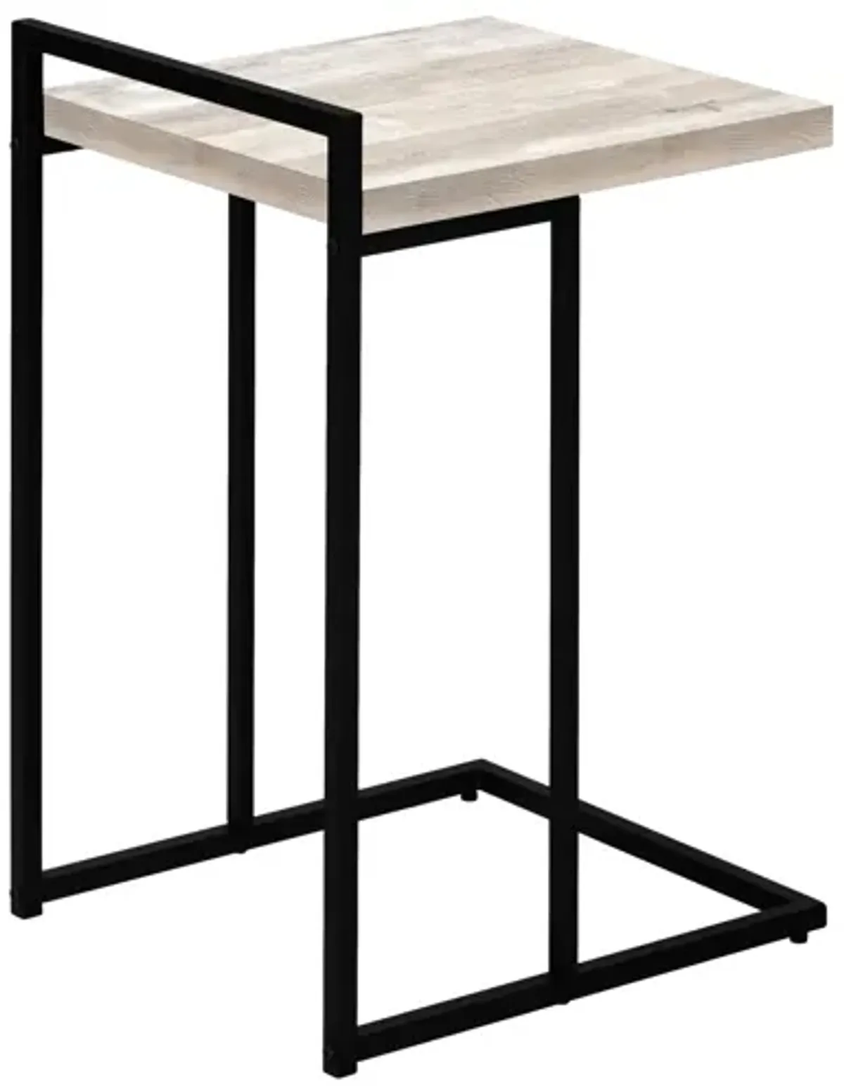 Taupe Reclaimed Wood Black Metal Accent Table