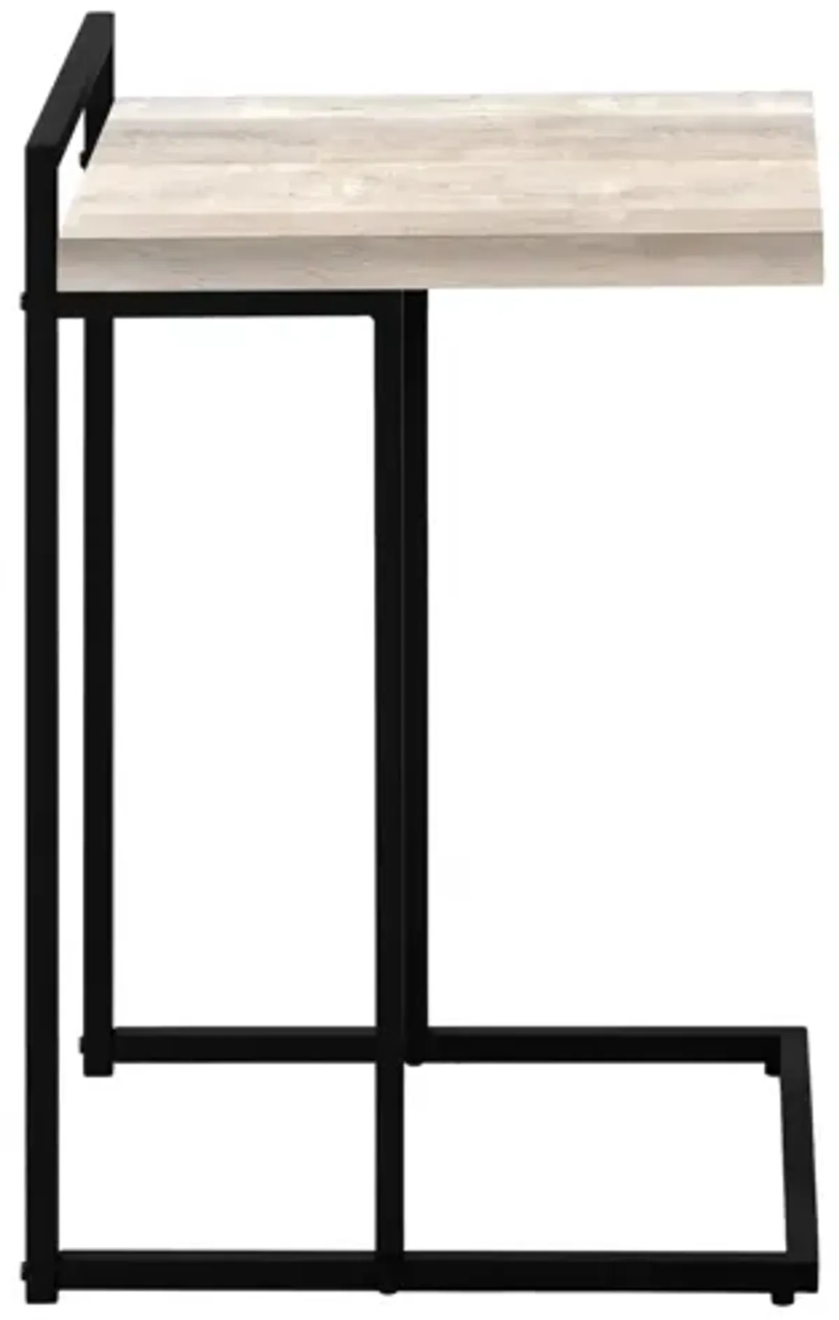 Taupe Reclaimed Wood Black Metal Accent Table