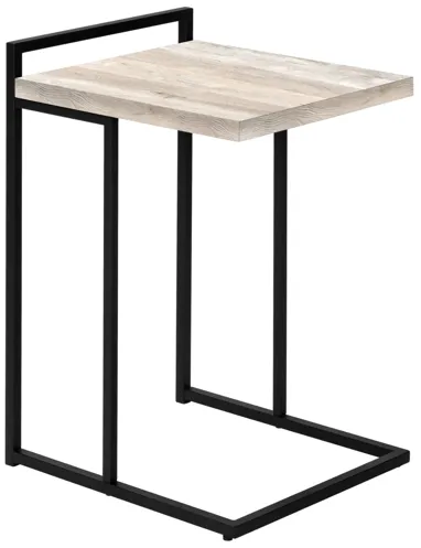 Taupe Reclaimed Wood Black Metal Accent Table