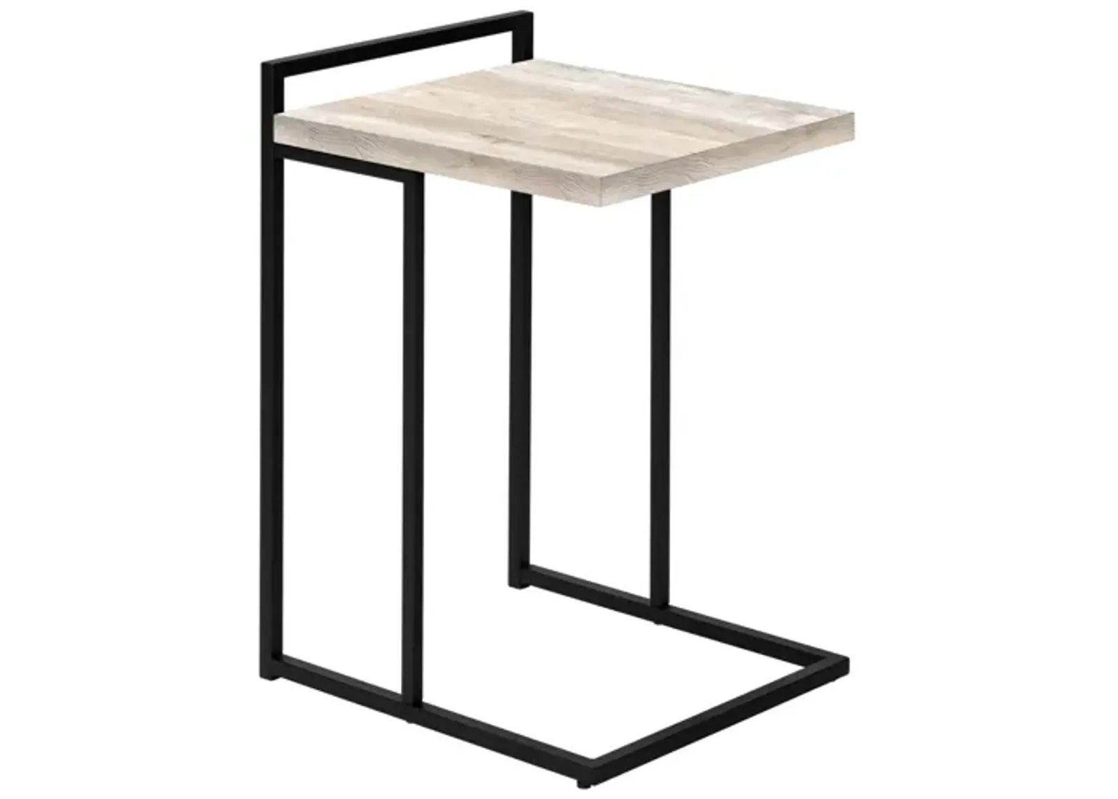 Taupe Reclaimed Wood Black Metal Accent Table