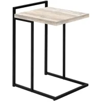 Taupe Reclaimed Wood Black Metal Accent Table
