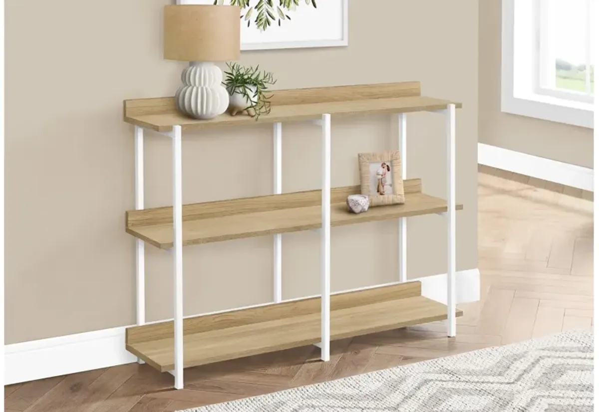 Natural & White Metal Hall Console Table