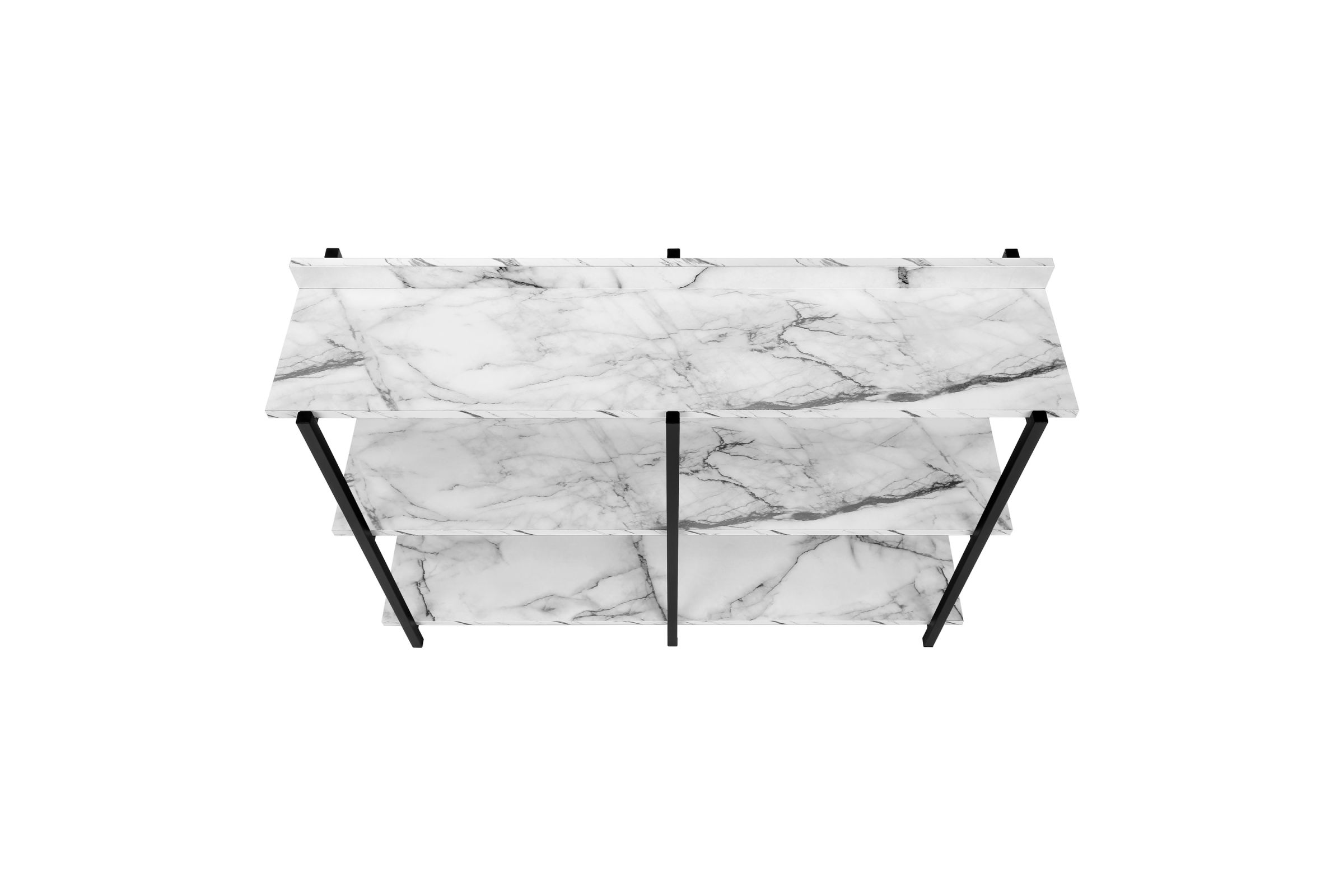 ACCENT TABLE 48"L / WHITE MARBLE / BLACK METAL CONSOLE