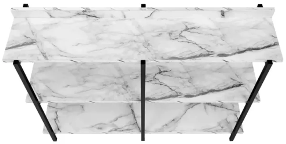 White Marble & Black Metal Console Table