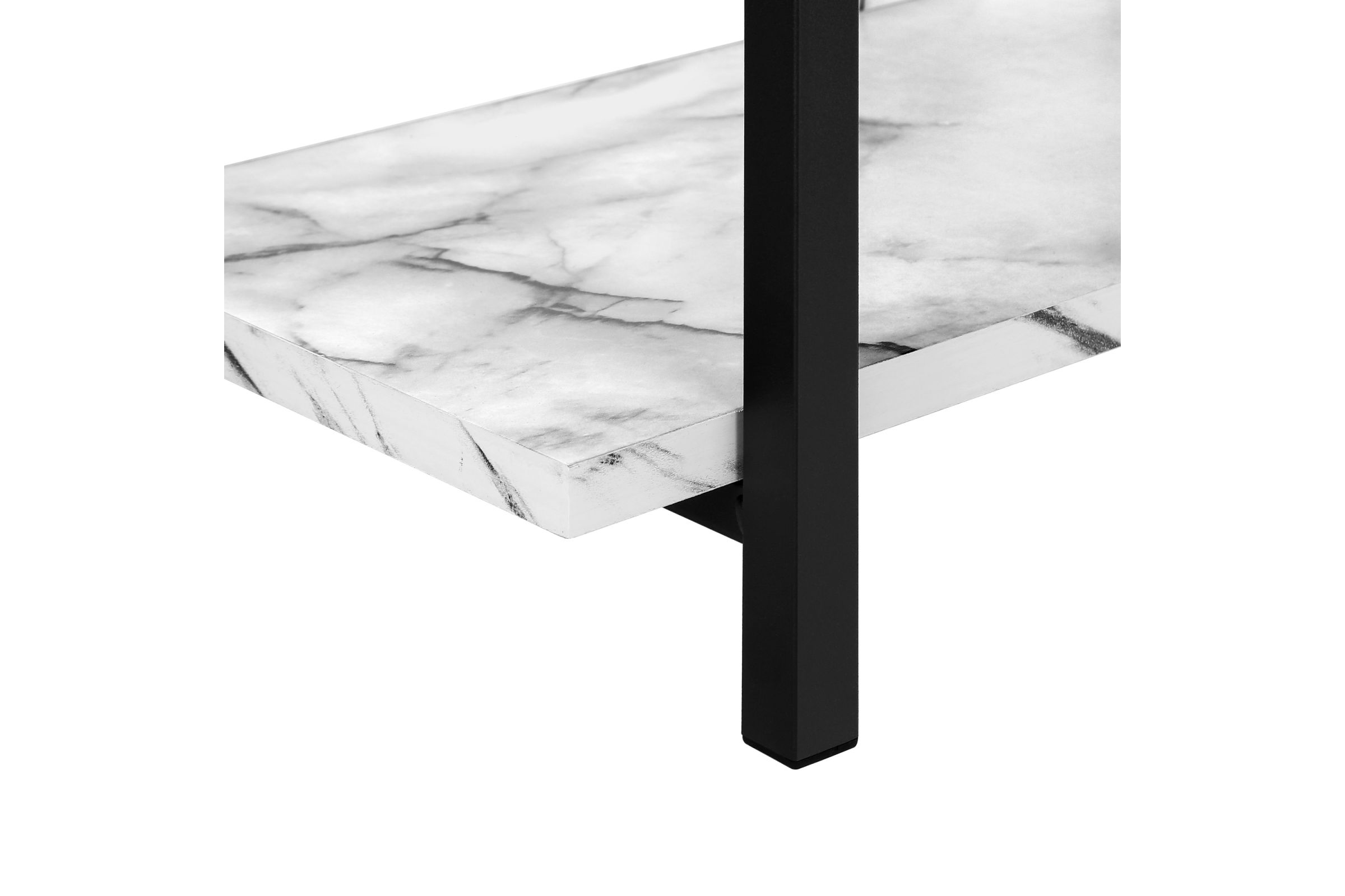 ACCENT TABLE 48"L / WHITE MARBLE / BLACK METAL CONSOLE