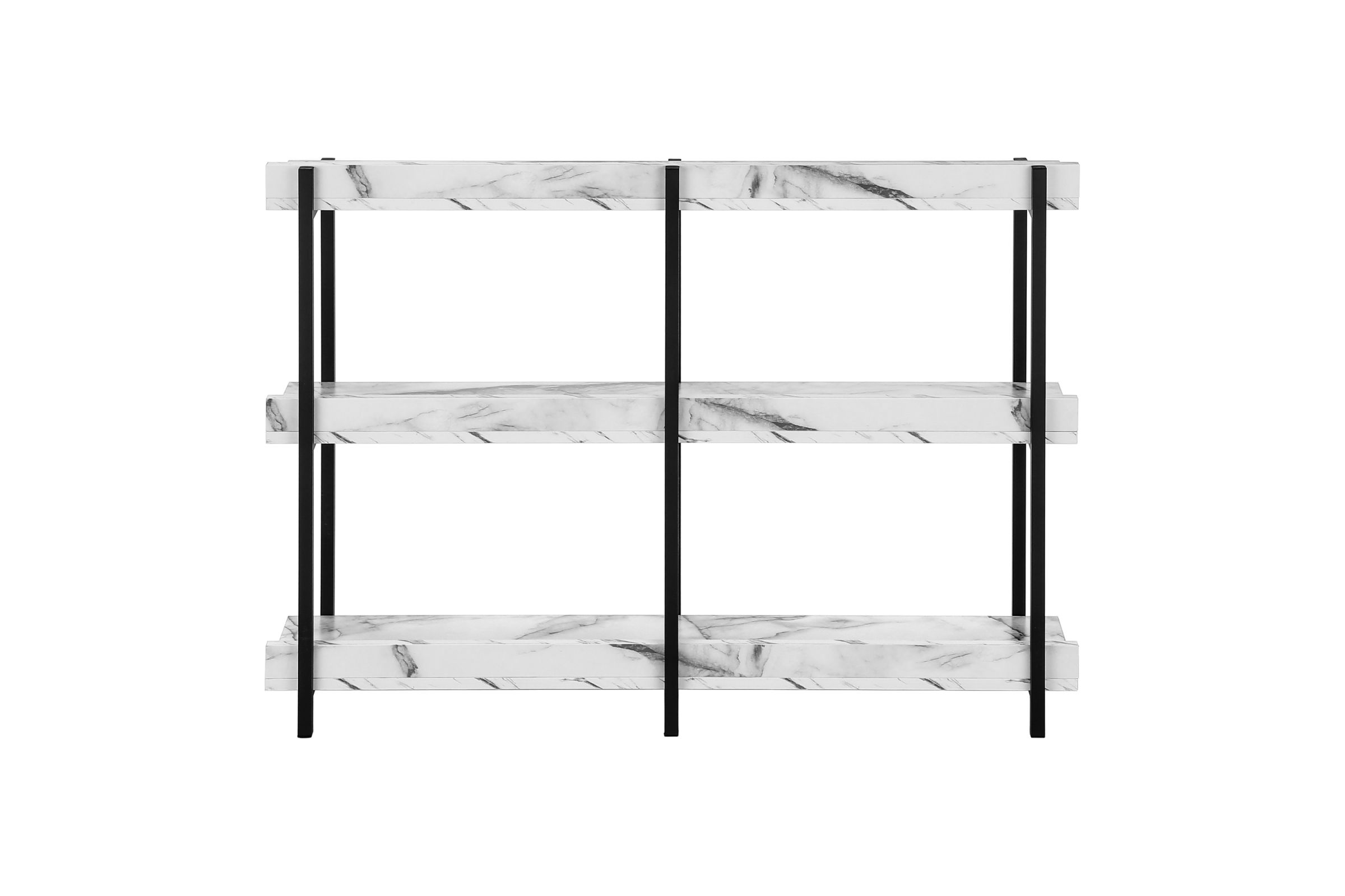 ACCENT TABLE 48"L / WHITE MARBLE / BLACK METAL CONSOLE