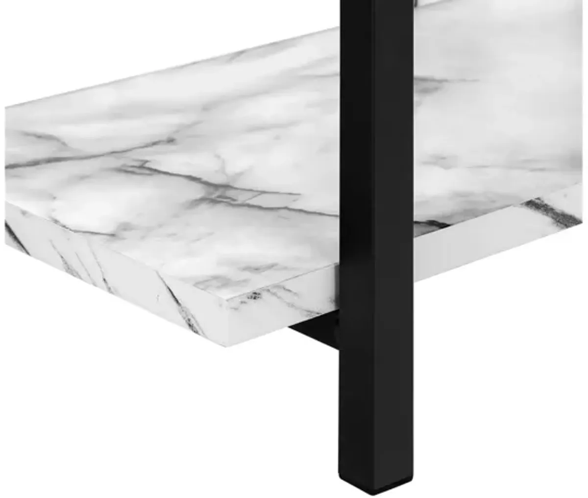 White Marble & Black Metal Console Table