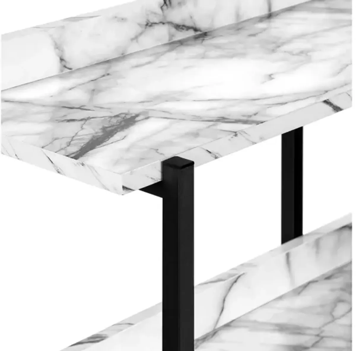 White Marble & Black Metal Console Table