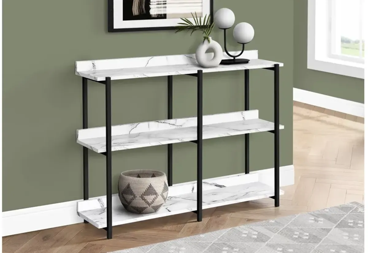 White Marble & Black Metal Console Table