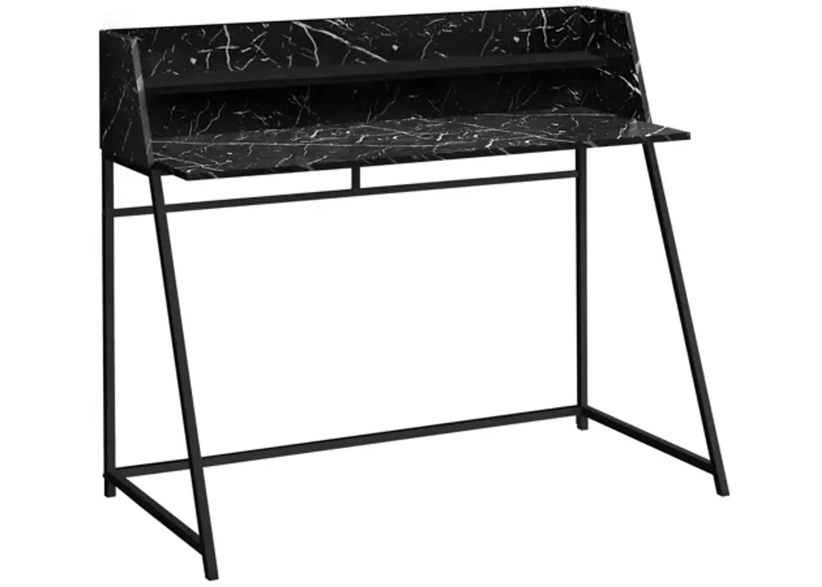 Black Marble-Look & Metal Computer Desk