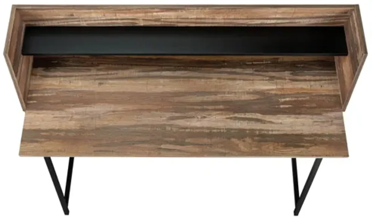 Brown Reclaimed Wood & Black Metal Computer Desk