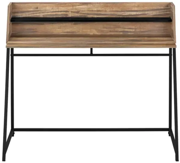 Brown Reclaimed Wood & Black Metal Computer Desk