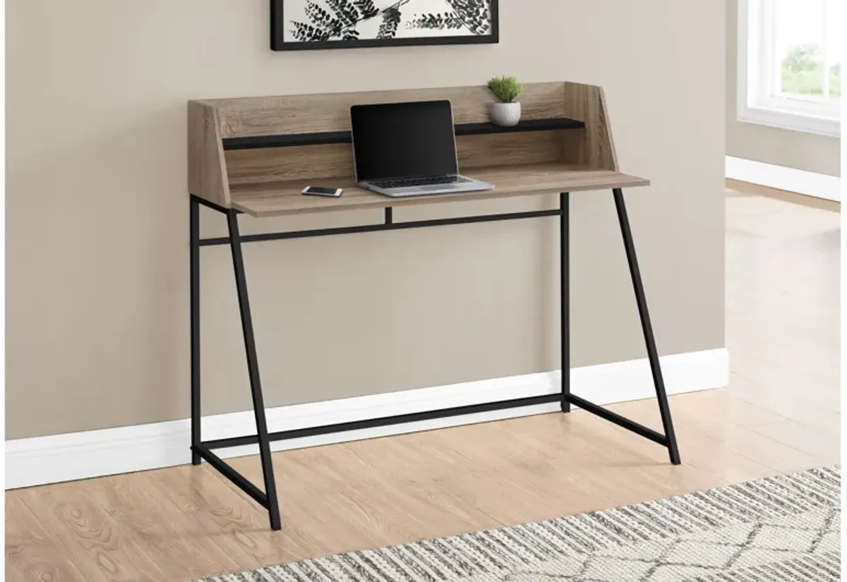 Dark Taupe & Black Metal Computer Desk