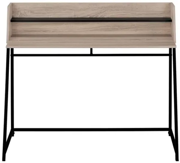 Dark Taupe & Black Metal Computer Desk