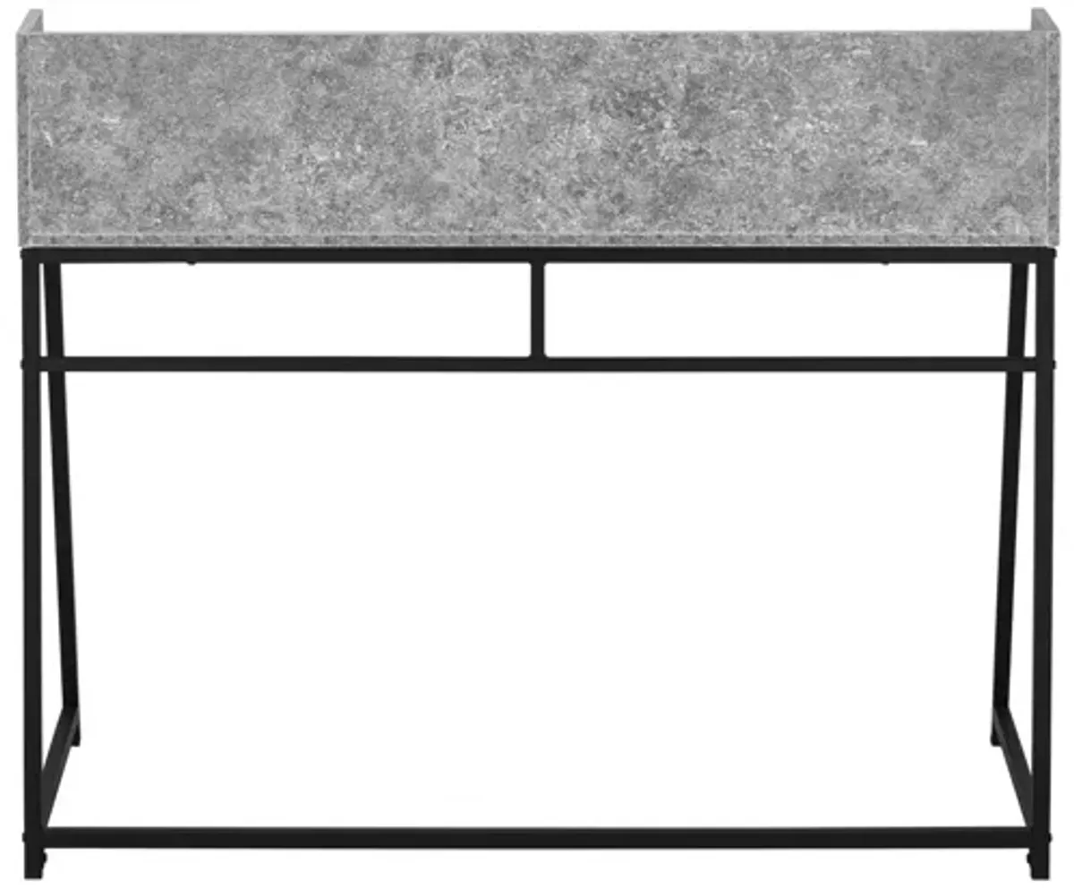 Grey Stone-Look & Black Metal Computer Desk