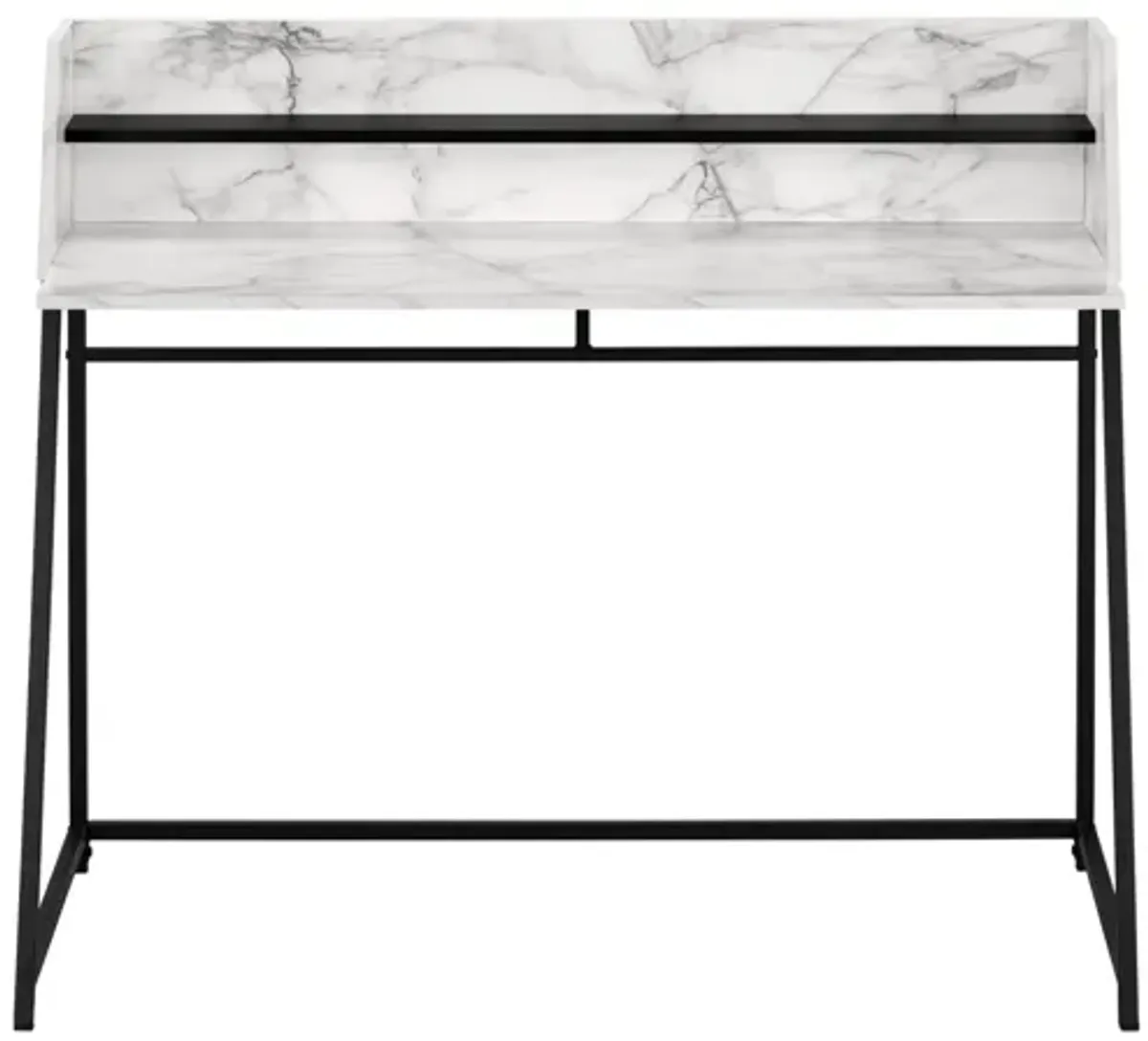 Marble Look & Black Metal Computer Desk