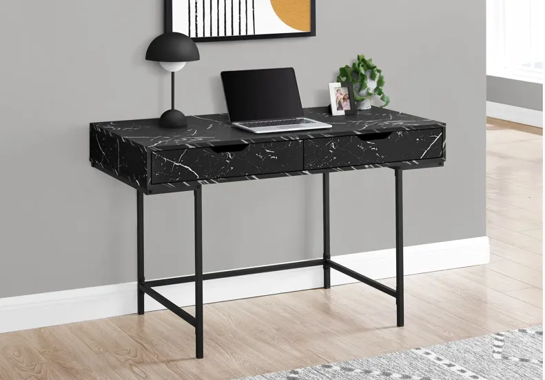 Black Marble-Look Computer Desk