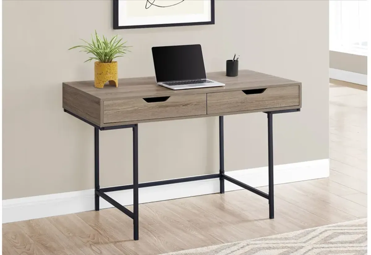 Dark Taupe Computer Desk with Drawers