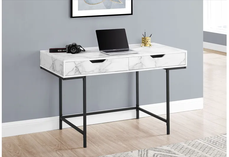 White Marble-Look Desk