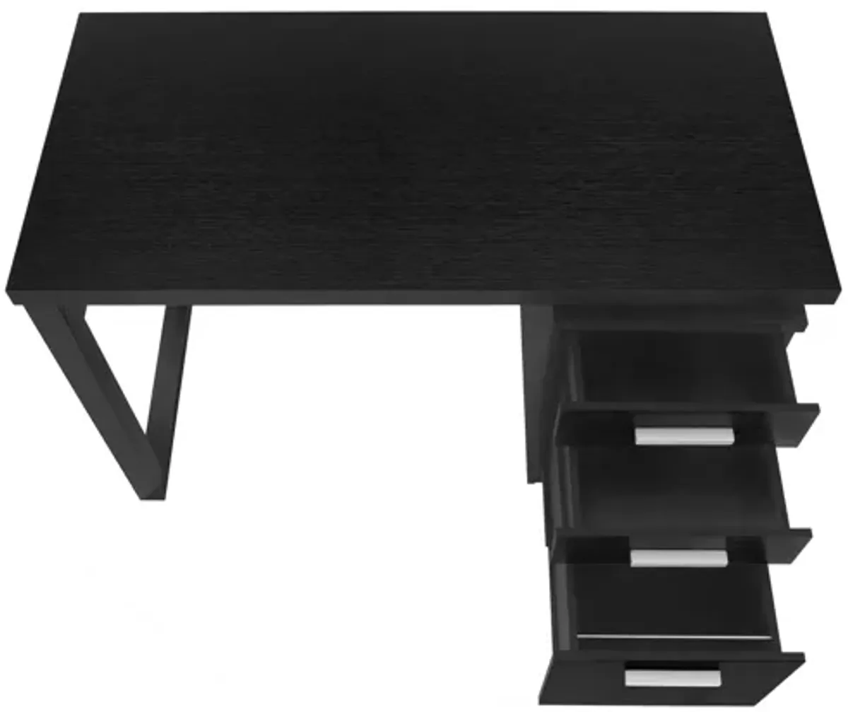 Black Computer Desk with Storage Drawers