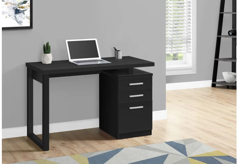 Black Computer Desk with Storage Drawers