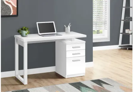 White Computer Desk with Drawers