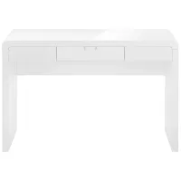 Glossy White Computer Desk with Storage Drawer