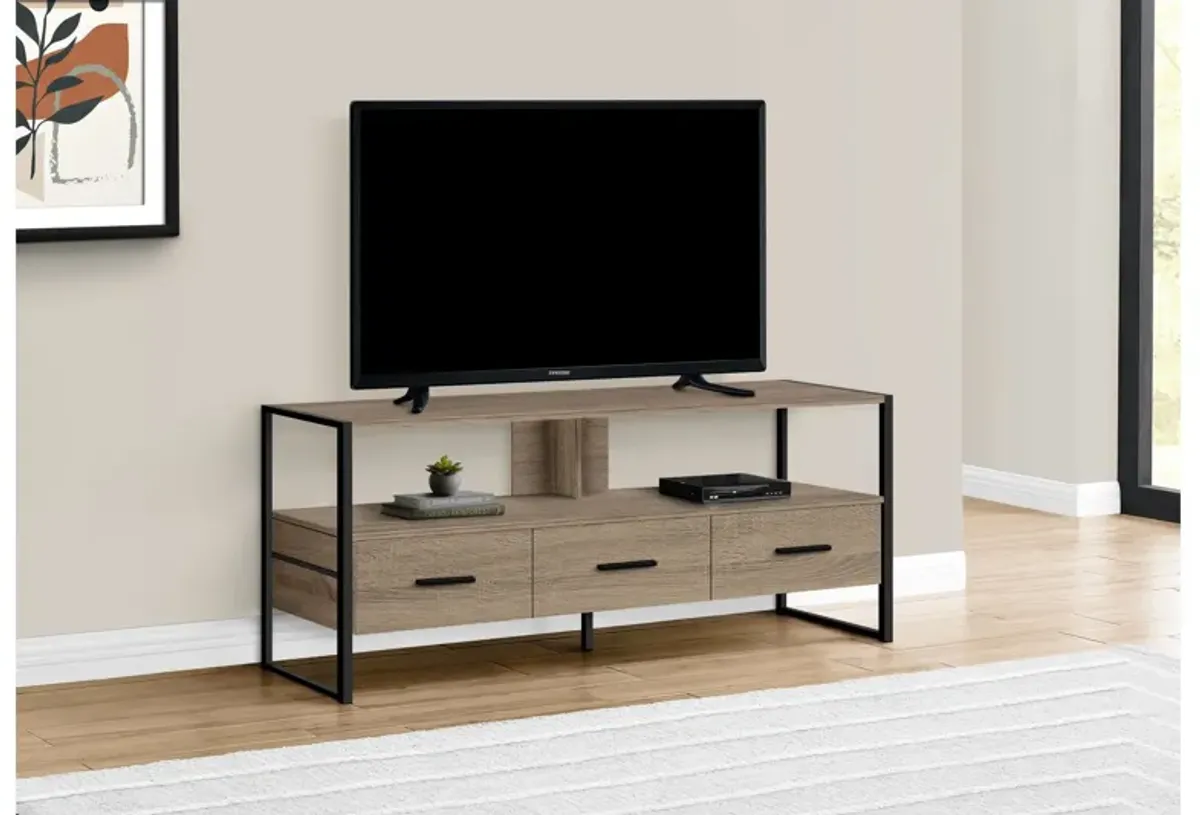 Dark Taupe & Black Metal TV Stand