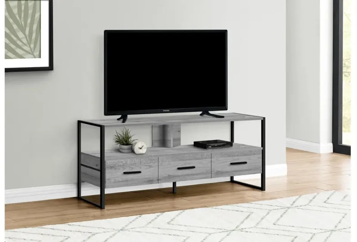 Grey & Black Metal TV Stand