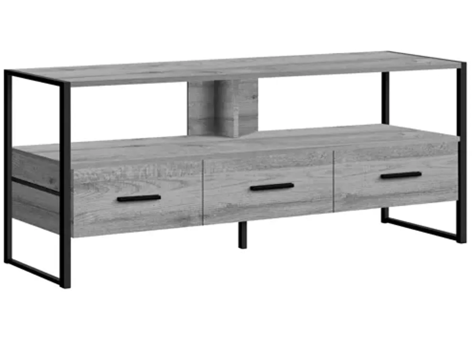 Grey & Black Metal TV Stand