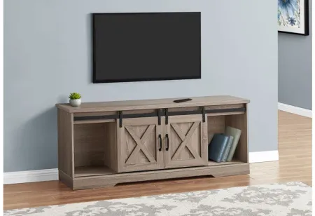 Tv Stand - 60"L / Dark Taupe With 2 Sliding Doors