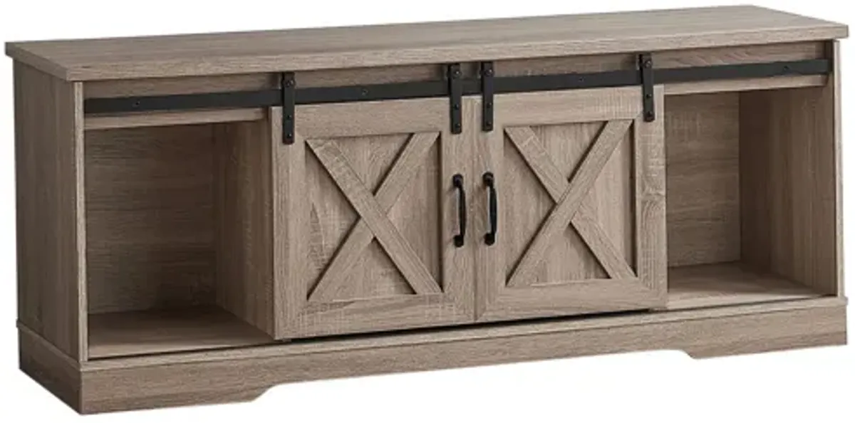 Tv Stand - 60"L / Dark Taupe With 2 Sliding Doors