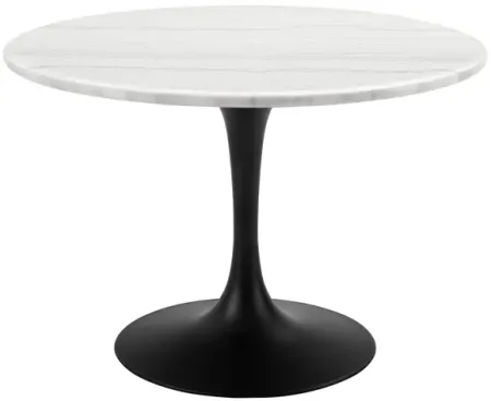 Colfax Round Marble Table + 4 Grey Chairs