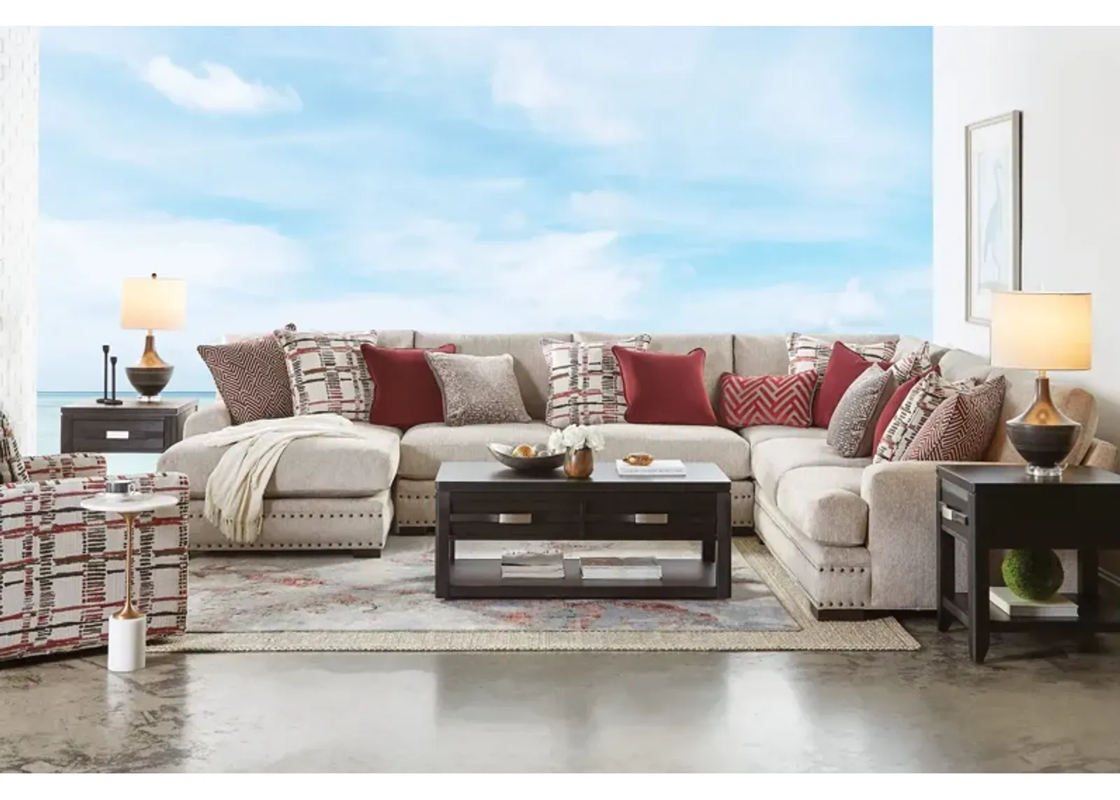 Bulova Linen 5-Piece Sectional with Left Arm Facing Chaise