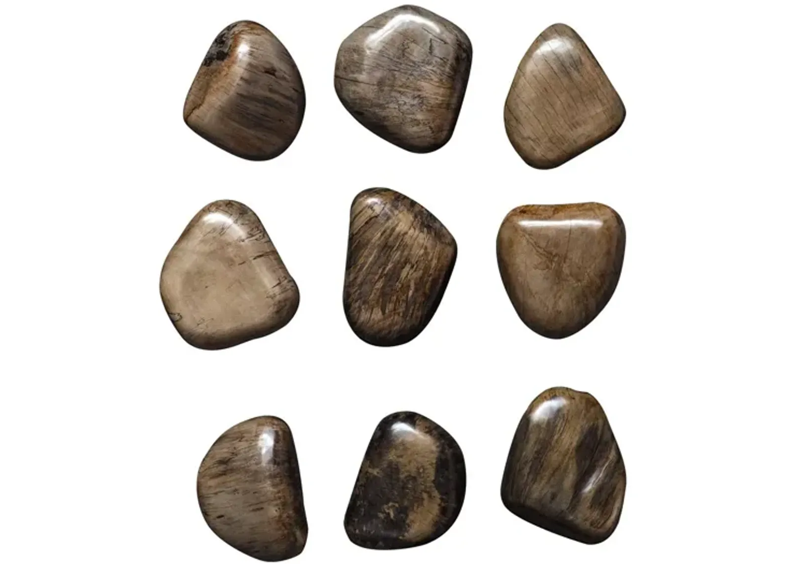 Pebbles Walnut Wood Wall Décor, Set of 9